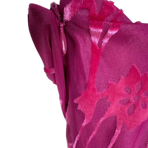 Anthropologie HUTCH One Shoulder Ruched Velvet Flocked Midi Dress Pink Size L - Picture 12 of 14